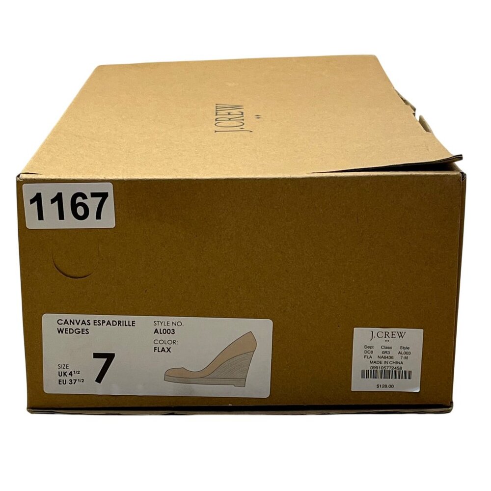 J Crew Women’s Grey Flax Canvas Espadrille Wedge Shoes Size 7 - Picture 9 of 10
